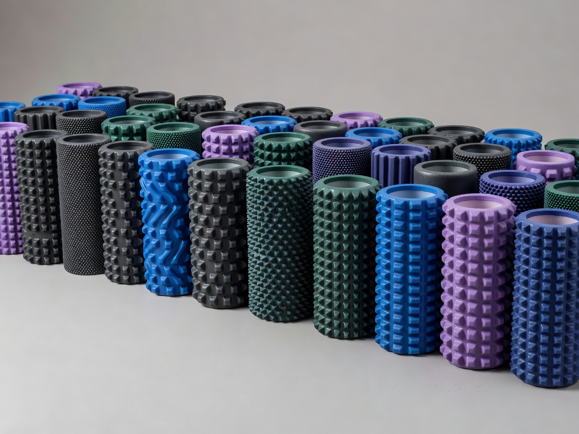 Various types of textured foam rollers